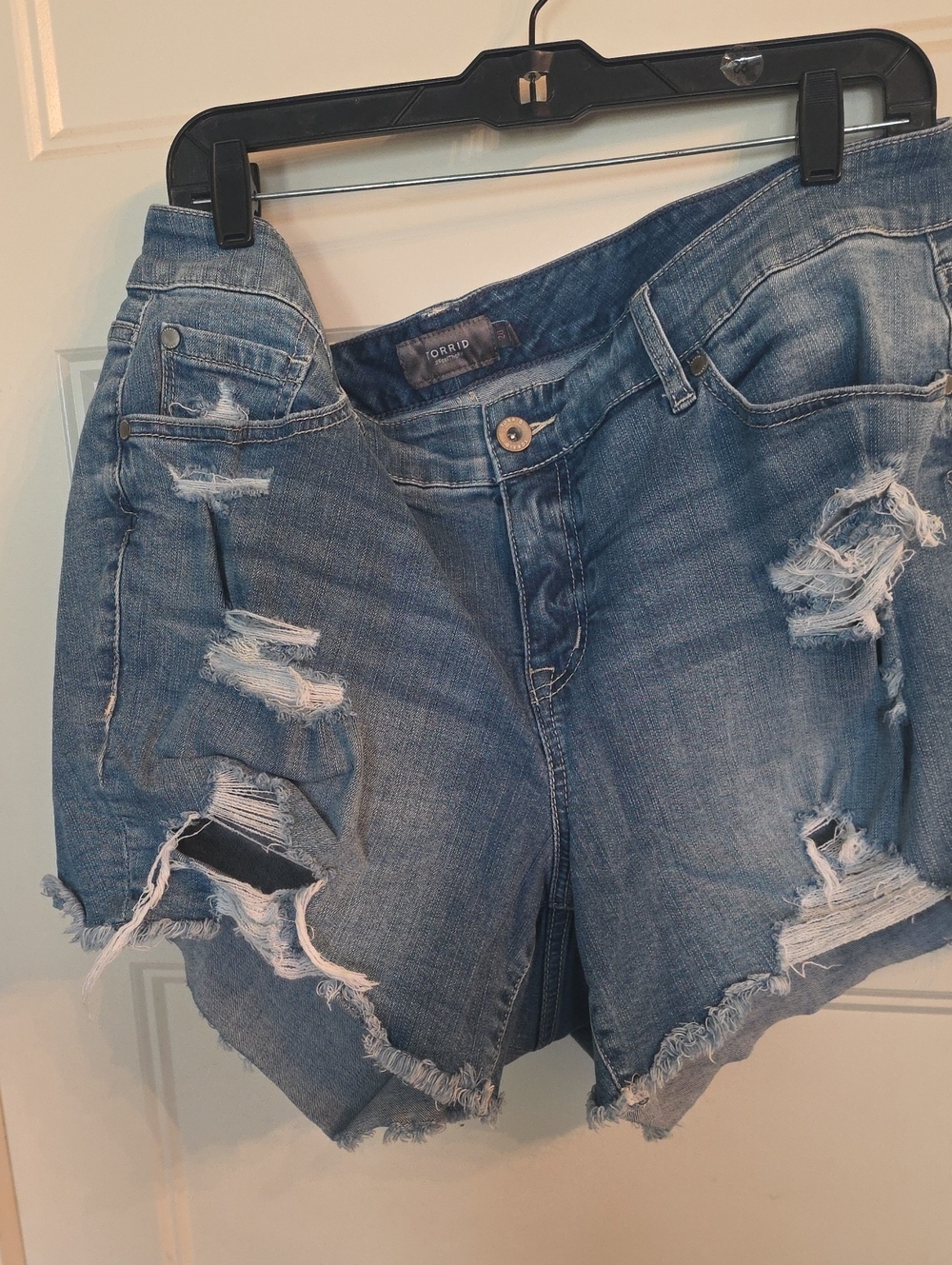torrid Light Blue Distressed Jean Shorts